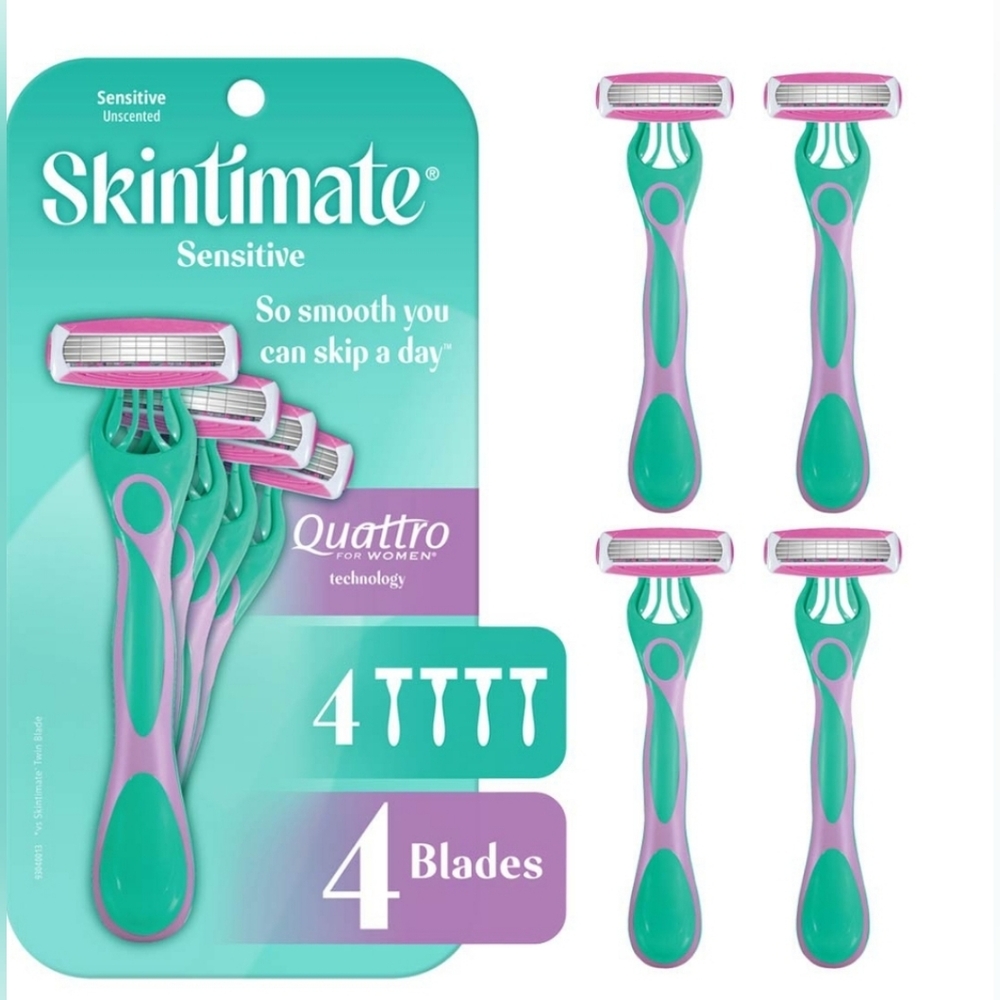 Skintimate Sensitive 4-Blade Disposable Razor 4 Count NEW